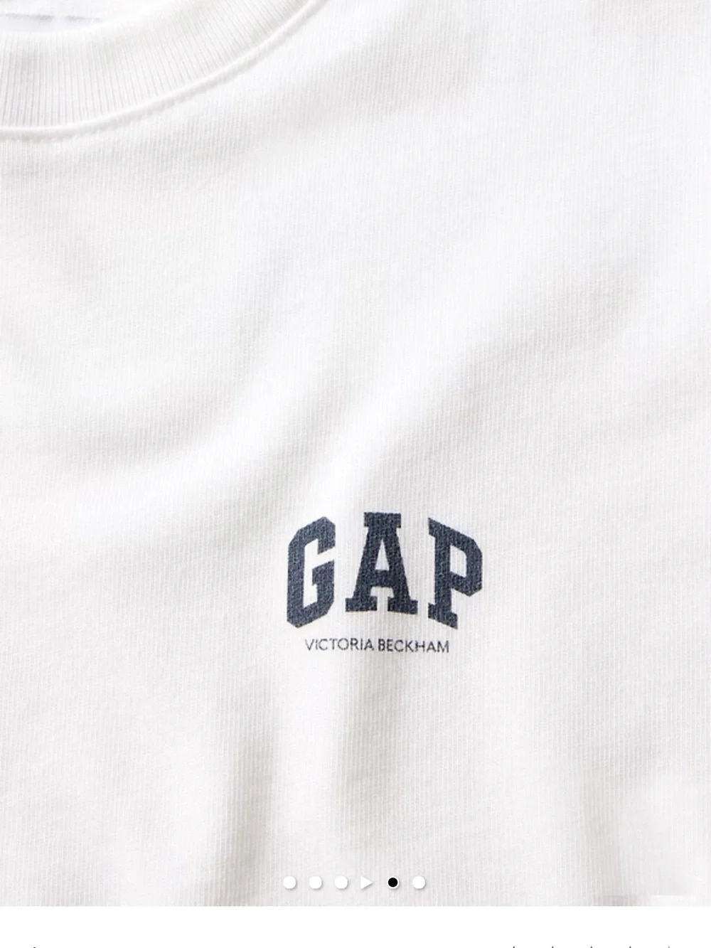 GAP X Victoria Beckham White Short Sleeve Crewneck Tee with Small Logo - Picture 2 of 4
